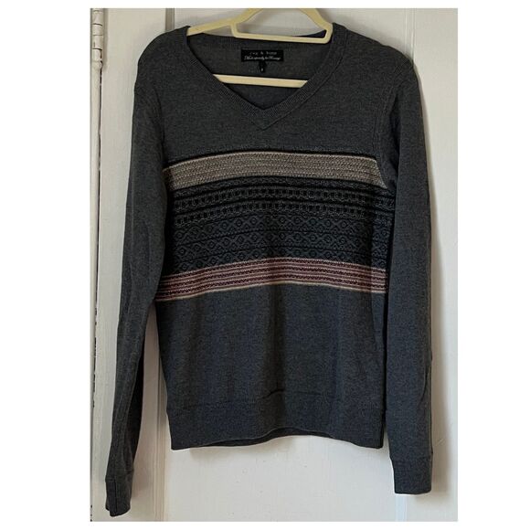 Rag & Bone Sweater Woman's size S  Holland Stripe  pullover pattern Gray - Picture 1 of 10